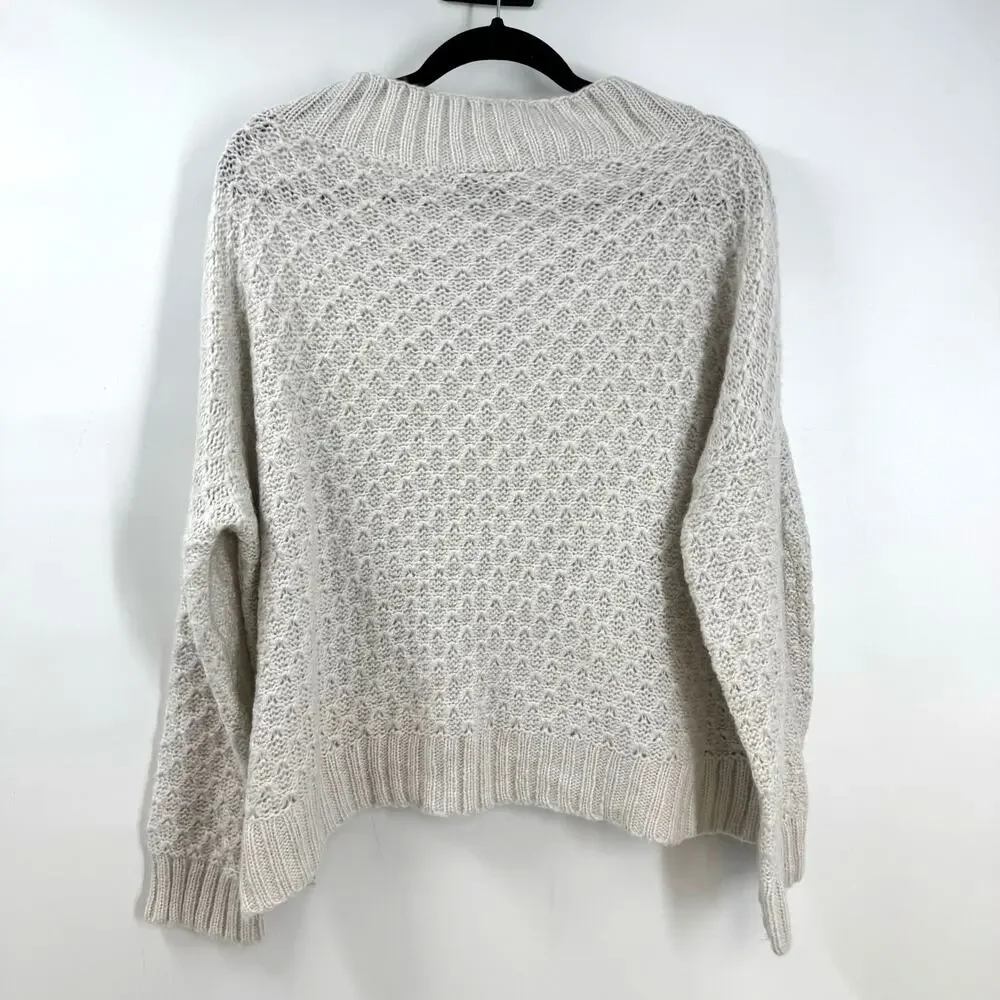 Wooden Ships Oversized Sweater S M Chunky Open Knit Mohair Wool Preppy Nautical - Picture 5 of 7